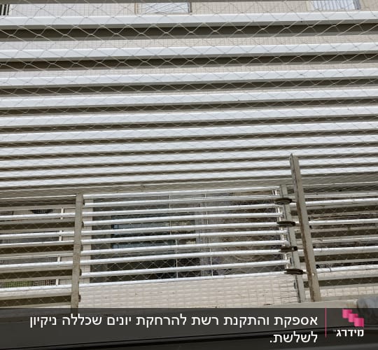רשת מתוחה למניעת כניסת יונים במרפסת